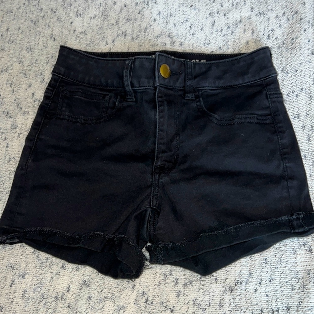 size 2 American Eagle black super stretch jean shorts!